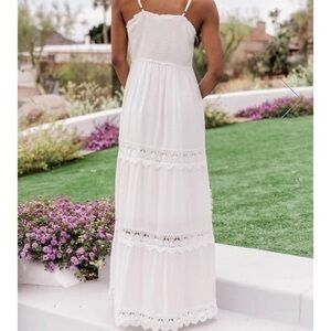 NWOT Pink Lily white smocked lace maxi small, never worn